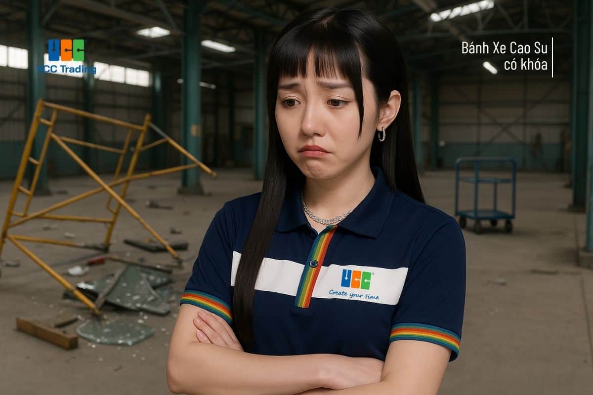 Bánh xe cao su có khóa