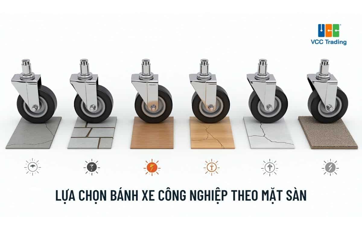 Lựa chọn bánh xe công nghiệp theo mặt sàn